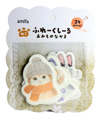 Amifa Kawaii Knitting Animal Flake Stickers