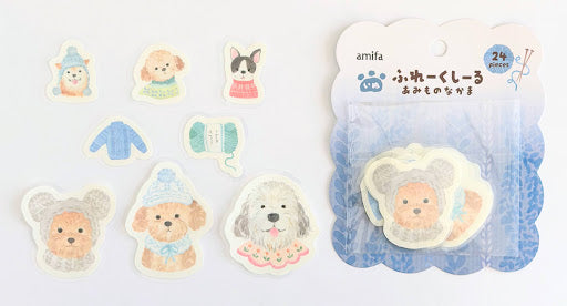 Amifa Kawaii Knitting Animal Flake Stickers