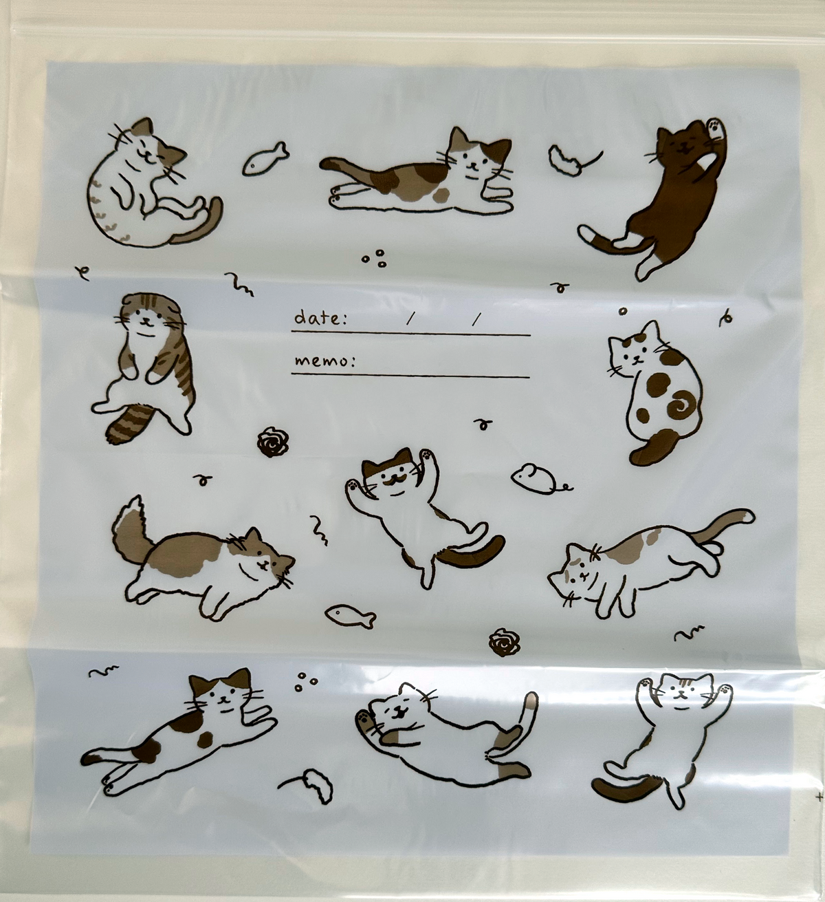 Amifa Kawaii Neko Cat L Zipper Freezer Bags (6-Pack)