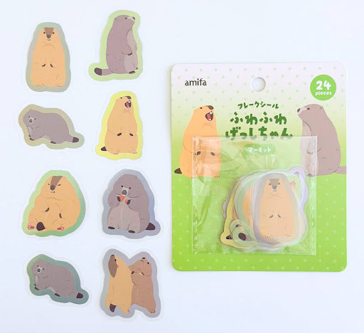 Amifa Kawaii Marmut/Chinchilla Holographic Flake Stickers (24)