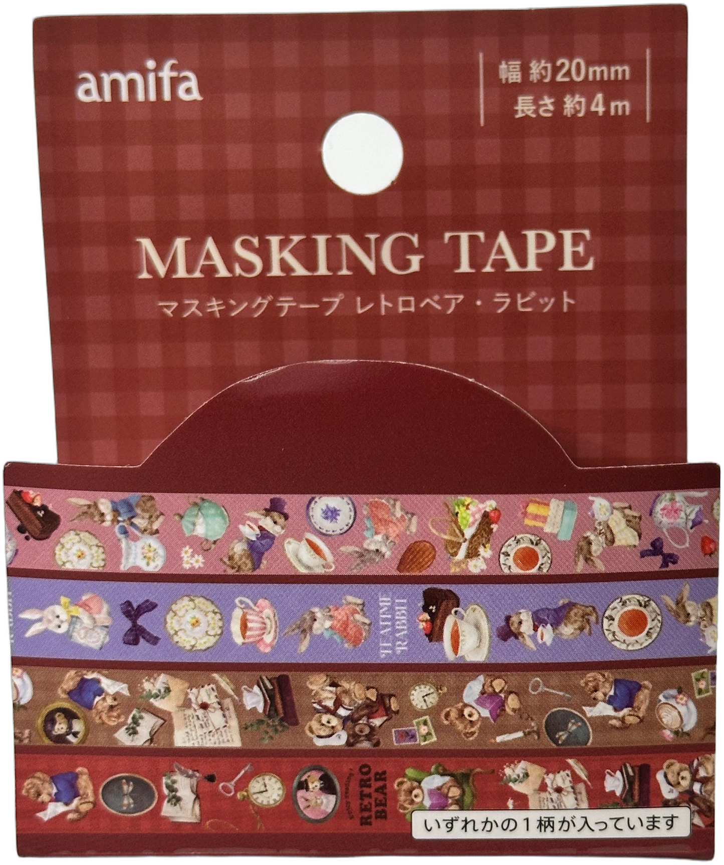 Amifa Retro Bear & Rabbit Masking Tape