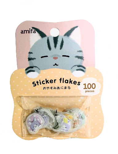 Amifa Kawaii Sleepy Animal Sticker Flakes (100)
