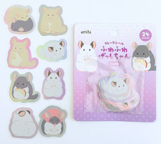 Amifa Kawaii Marmut/Chinchilla Holographic Flake Stickers (24)
