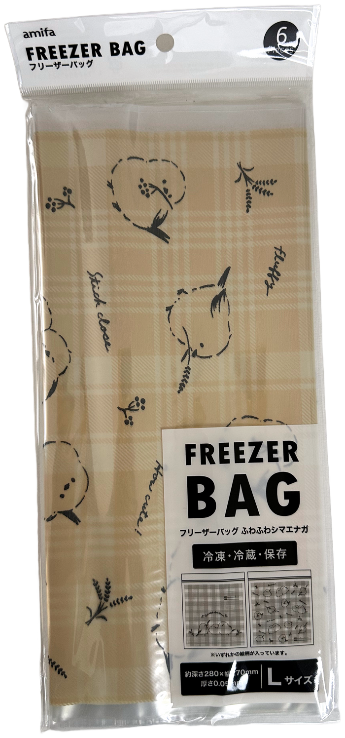 Amifa Fluffy Shima-Enaga L Zipper Freezer Bags (6-Pack)