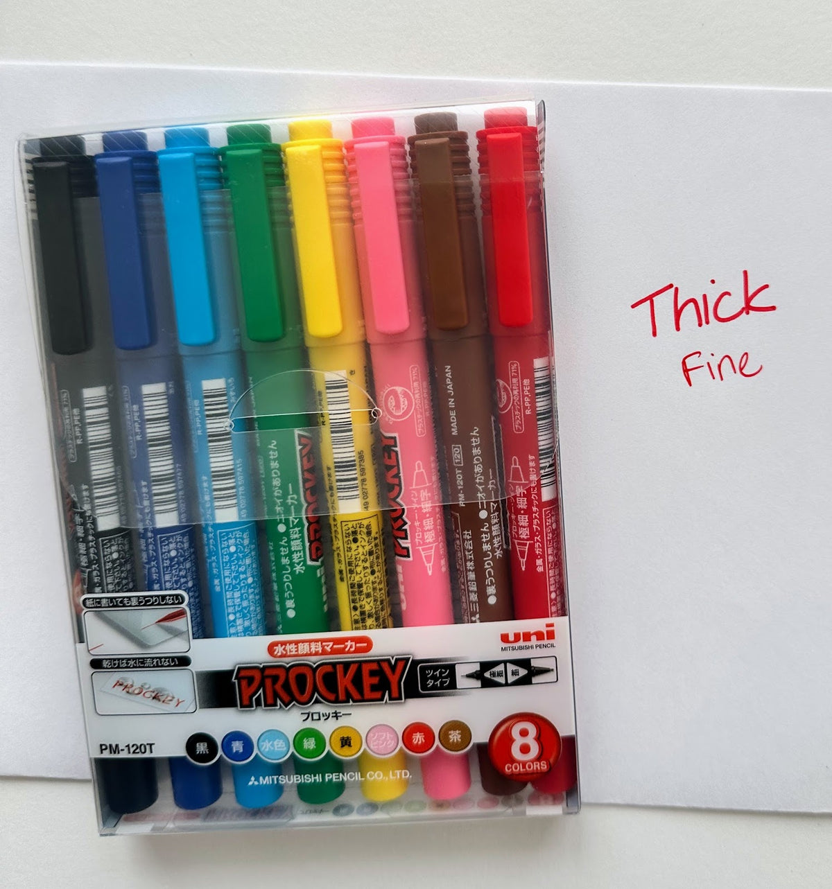 Uni Prockey Permanent Double-ended Marker Set - 8 Colours