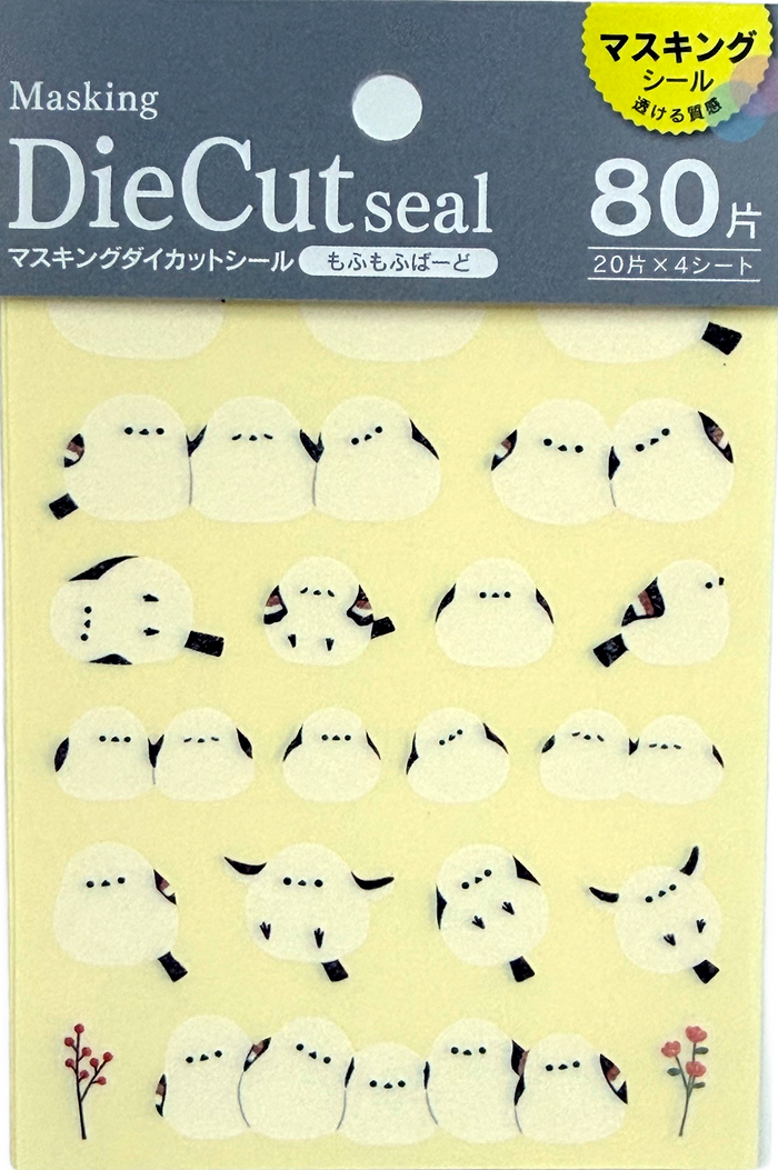 Kyowa Masking DieCut Fluffy Shima-Enaga Bird Stickers (80)
