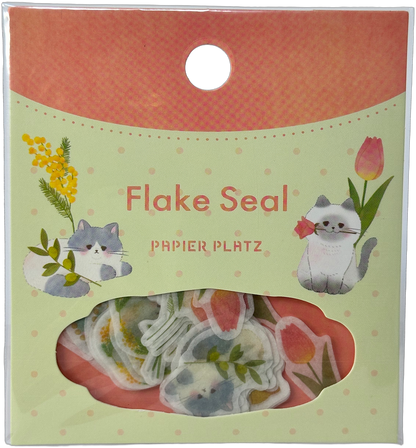 Papier Platz Kawaii Neko Cat Flake Seal Stickers Kawaii (54)