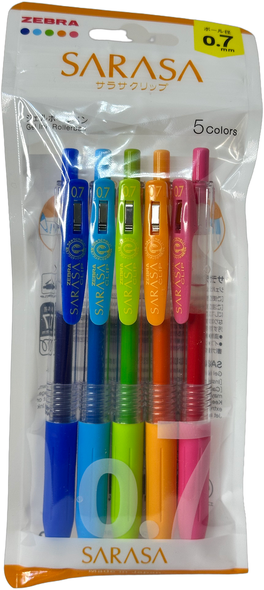 Zebra Sarasa Clip 0.7mm 5-Color Pen Set