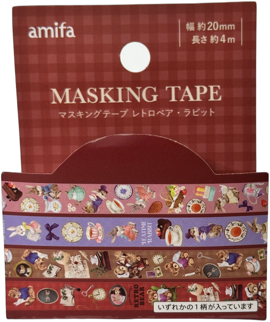 Amifa Retro Bear & Rabbit Masking Tape