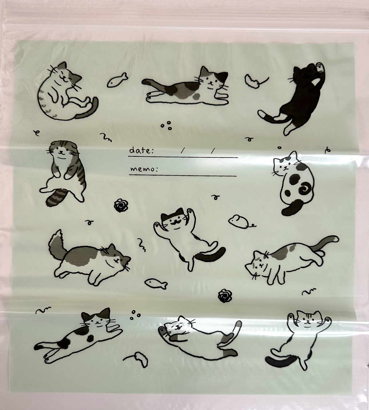 Amifa Kawaii Neko Cat L Zipper Freezer Bags (6-Pack)