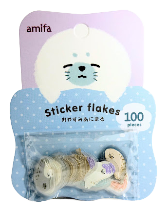 Amifa Kawaii Sleepy Animal Sticker Flakes (100)