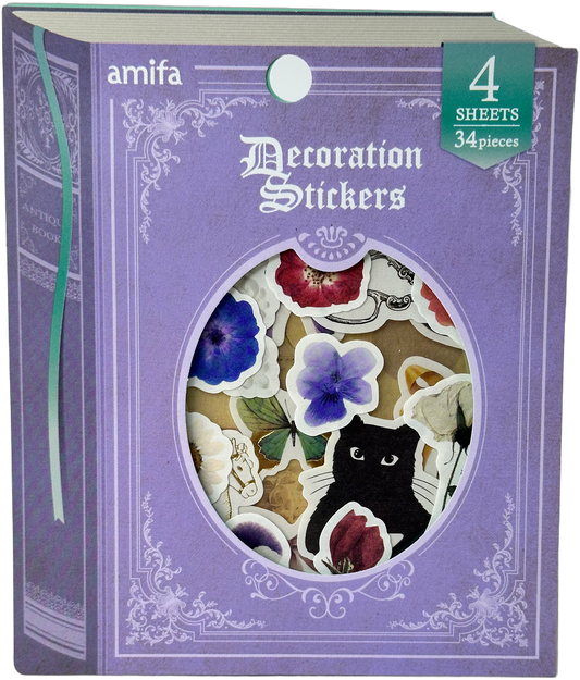 Amifa Book-Shaped Decoration Stickers Purple