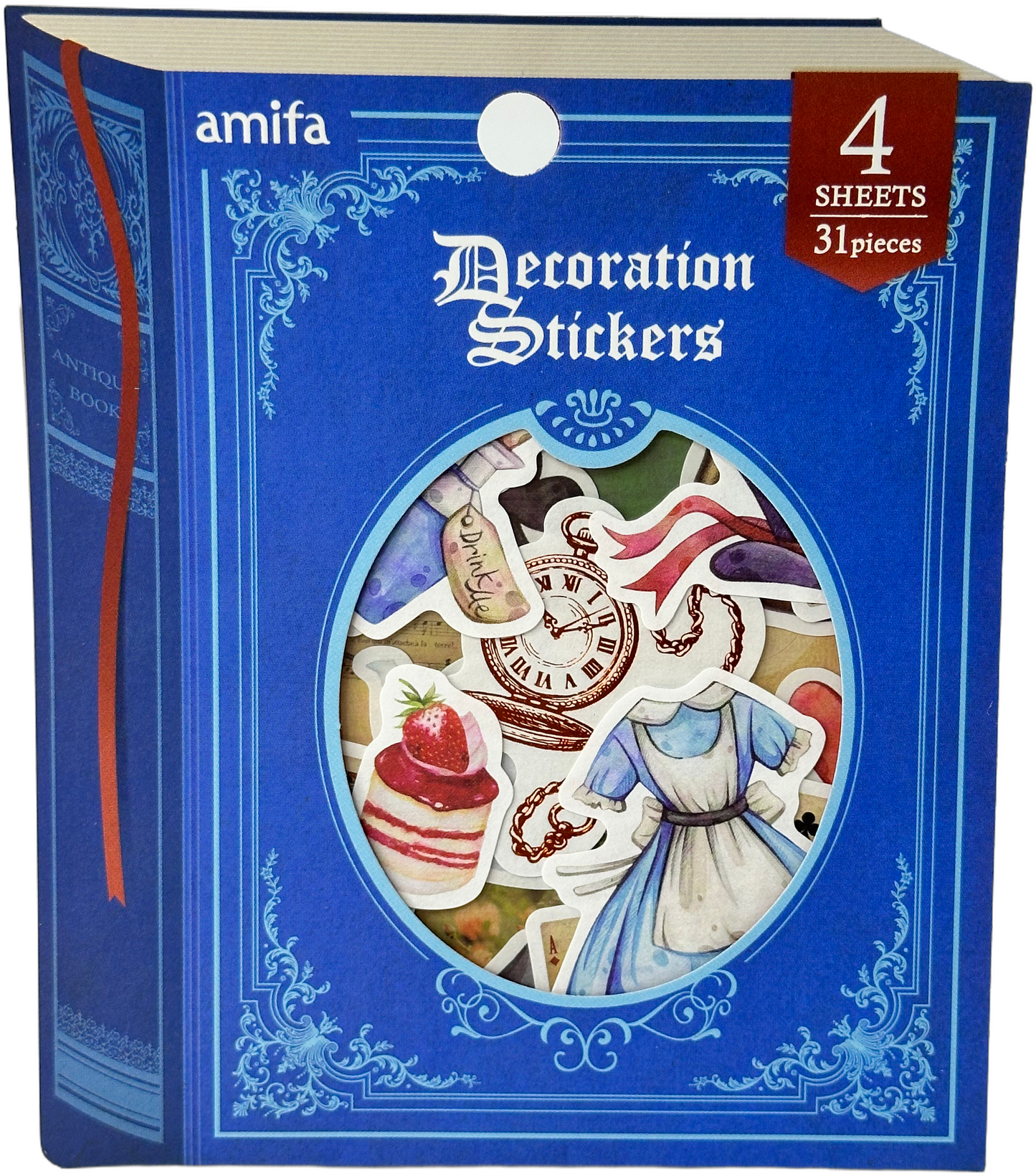 Amifa Book-Shaped Decoration Stickers Blue