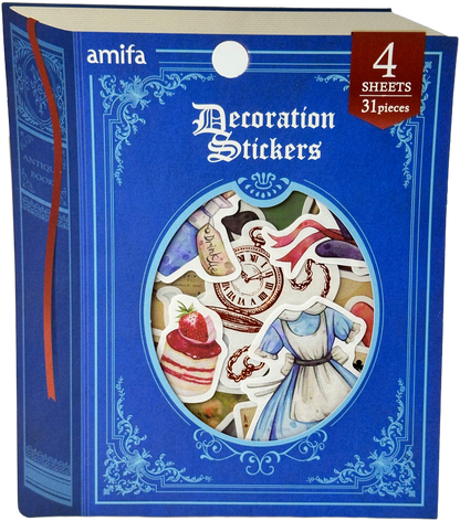 Amifa Book-Shaped Decoration Stickers Blue