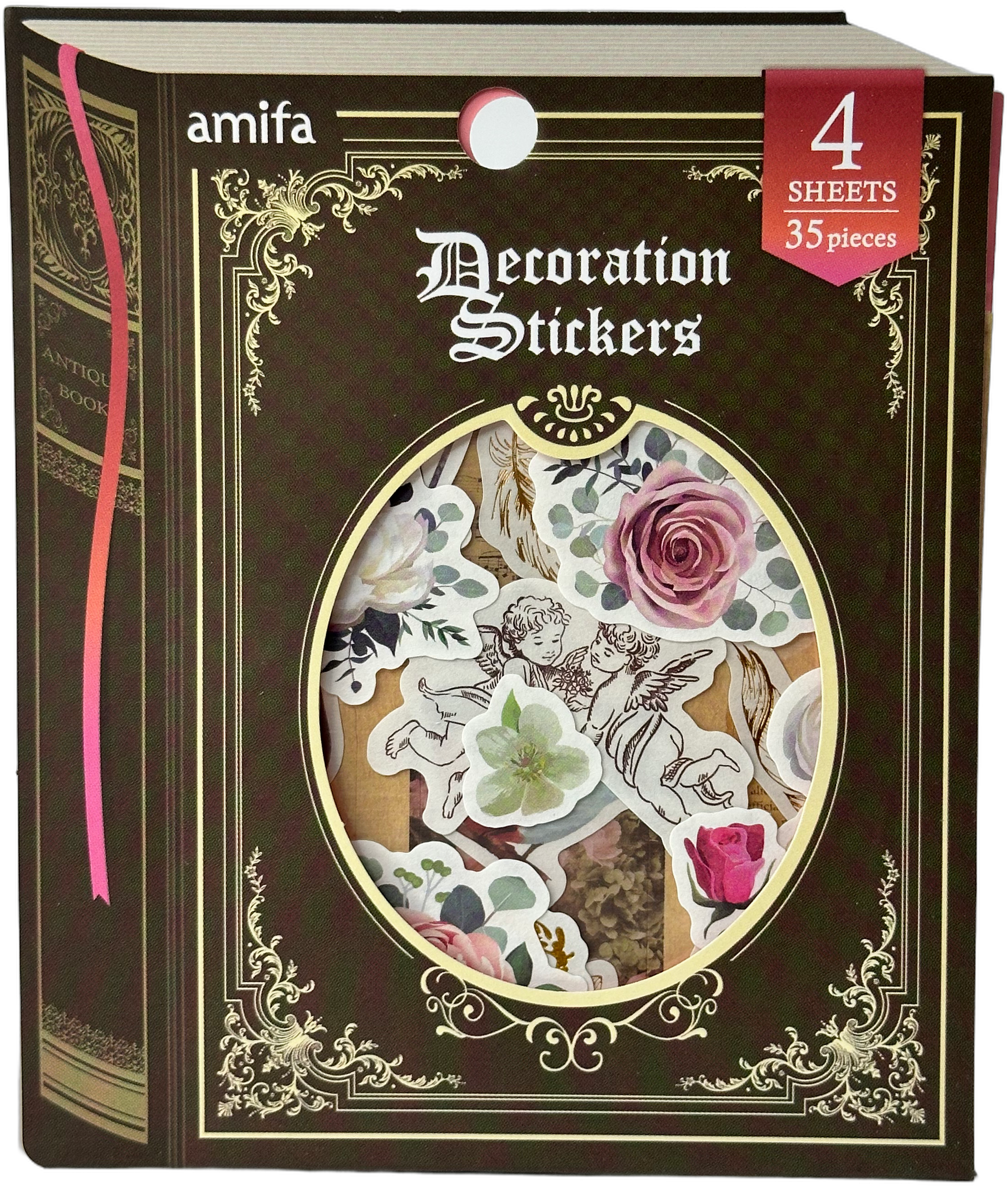 Amifa Book-Shaped Decoration Stickers Brown