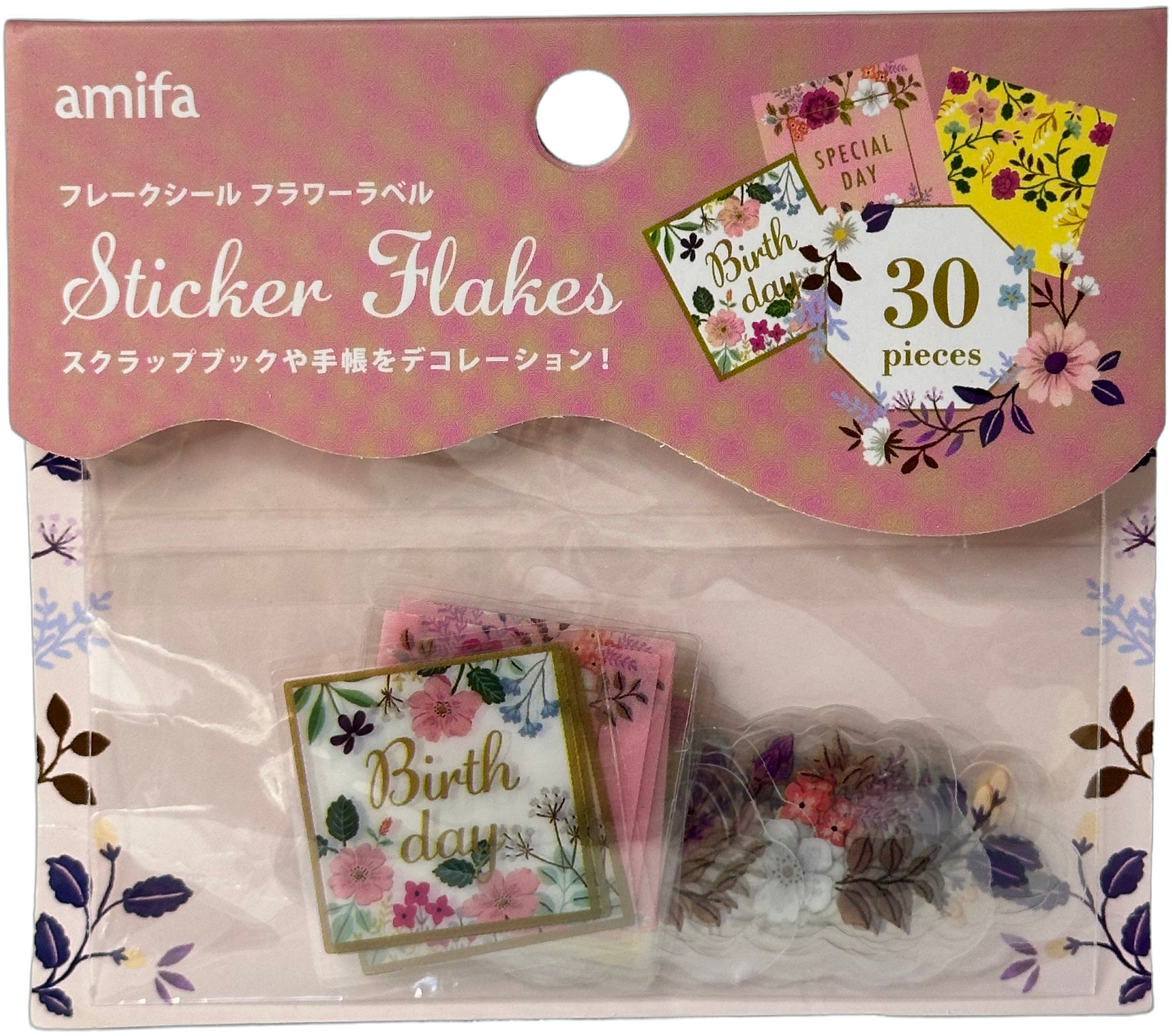 Amifa Floral Sticker Flakes Pink