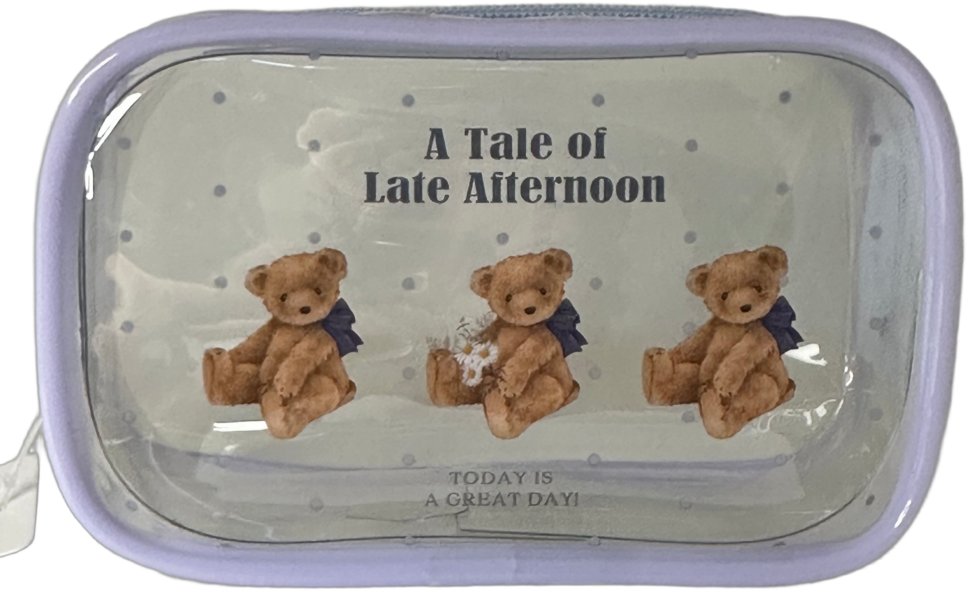 Teddy Bear Clear Cosmetic Bag Blue