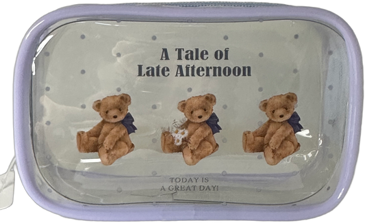 Teddy Bear Clear Cosmetic Bag Blue