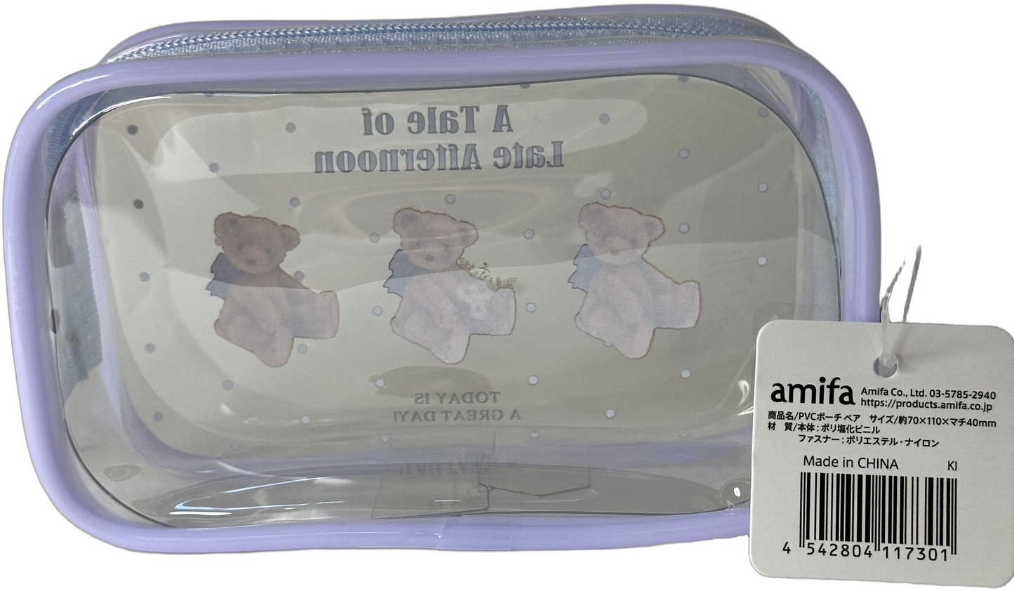 Amifa Teddy Bear Kawaii Clear Pouch