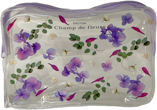 Floral Clear Cosmetic Bag Purple