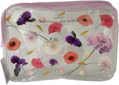 Floral Clear Cosmetic Bag Pink