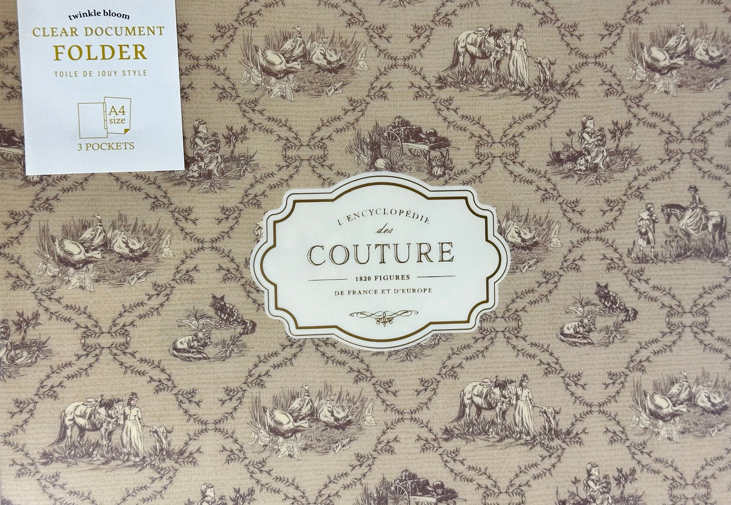 Toile de Jouy A4 Document Folder Beige