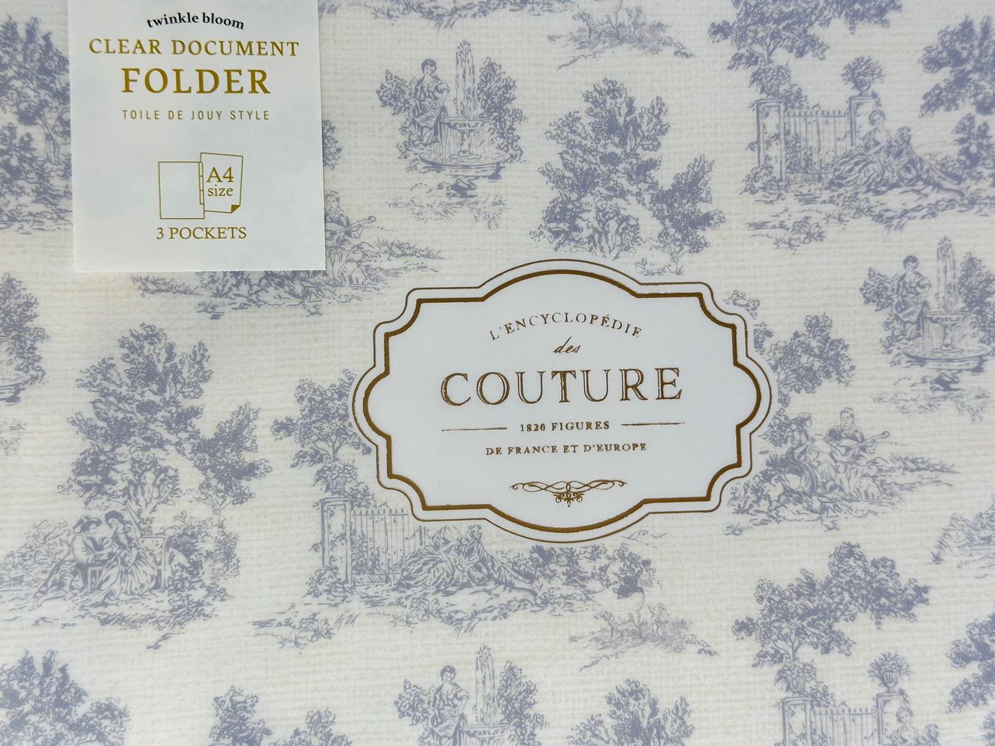 Amifa Toile de Jouy A4 Document Folder - Three Pockets