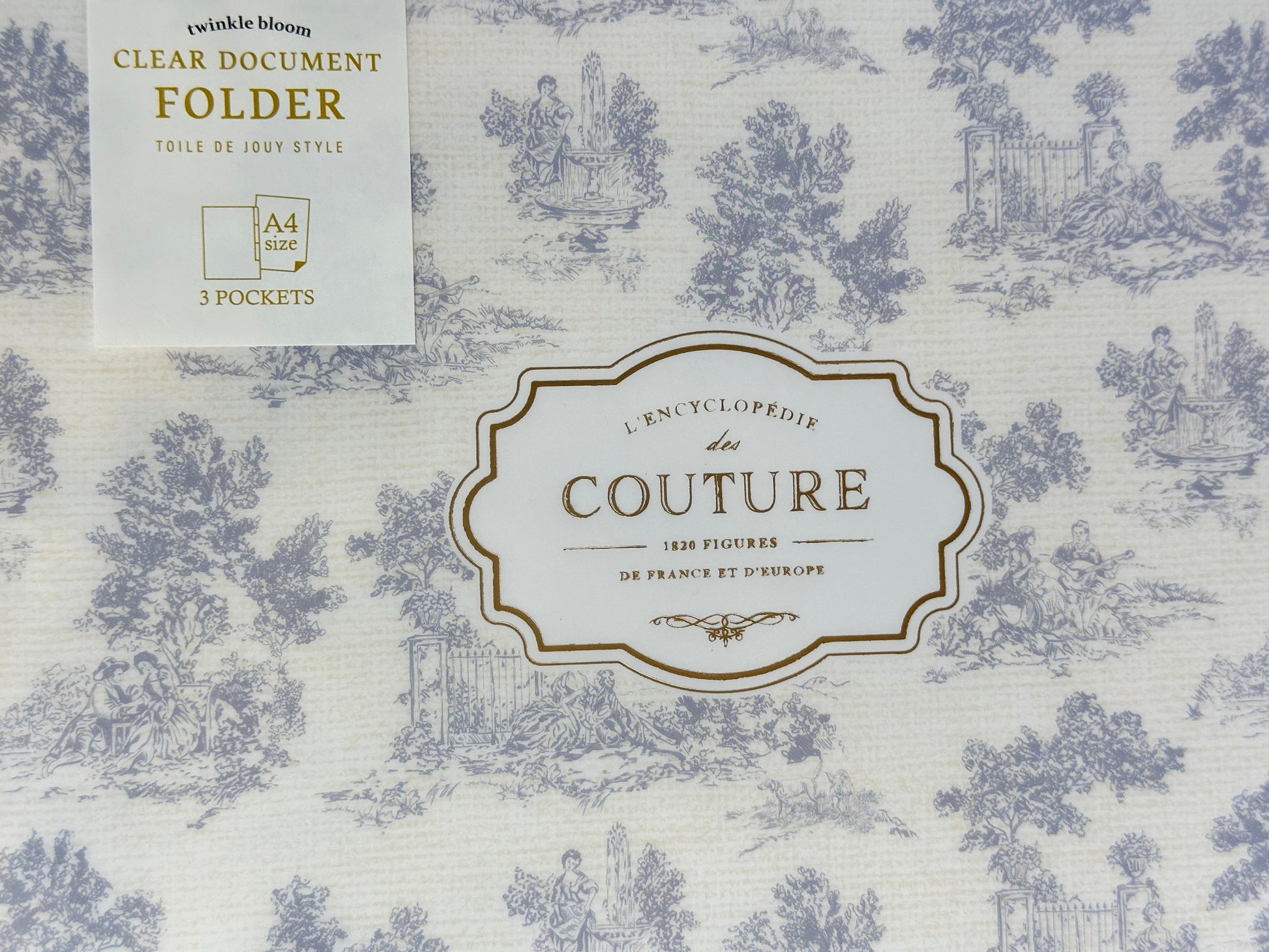 Toile de Jouy A4 Document Folder Blue