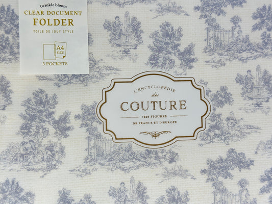 Toile de Jouy A4 Document Folder Blue