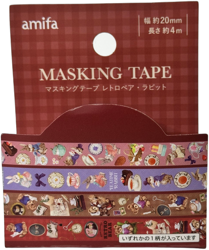 Amifa Retro Bear & Rabbit Masking Tape