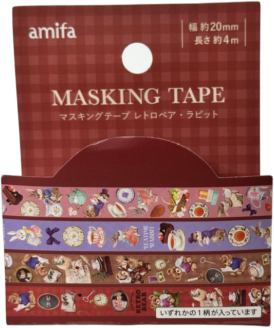 Amifa Retro Bear & Rabbit Masking Tape