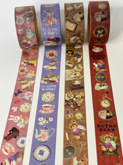 Amifa Retro Bear & Rabbit Washi Masking Tape