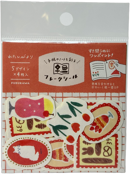 Furukawa Kawaii Retro Cat/Dog Washi Flake Stickers (20)