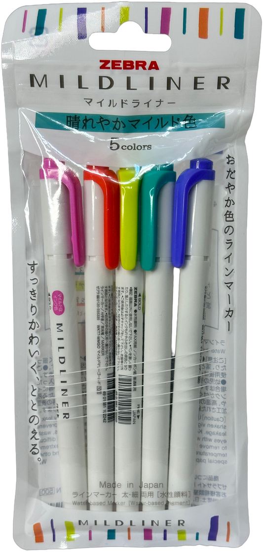 Zebra Mildliner 5-Color Set
