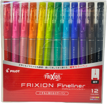 Pilot FriXion Fineliner Erasable Pens - 12 Colors