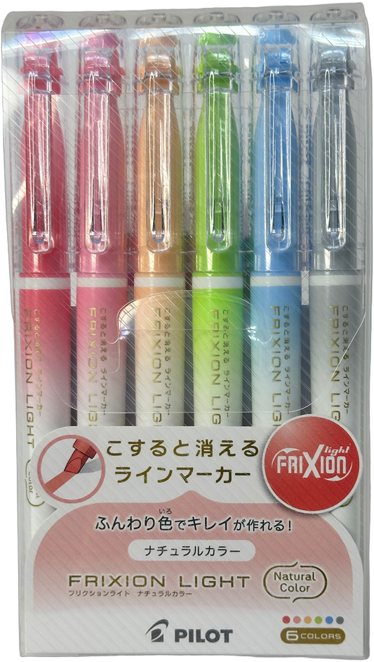 Pilot Frixion Light Natural Color Erasable Highlighters 6-Color Set