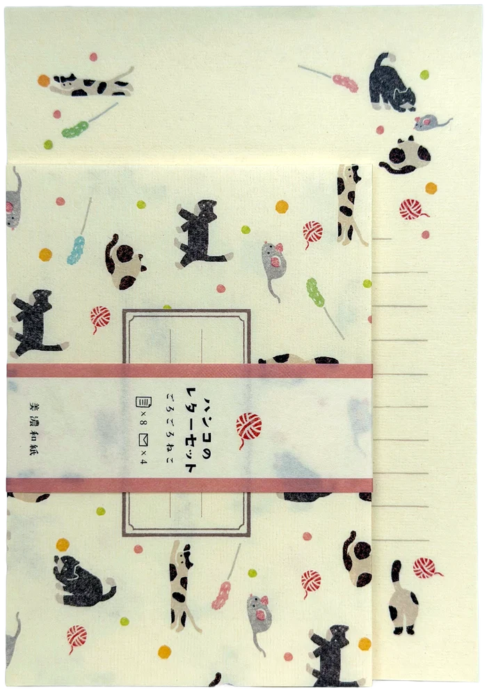 Japanese letter paper decorated with playful cats